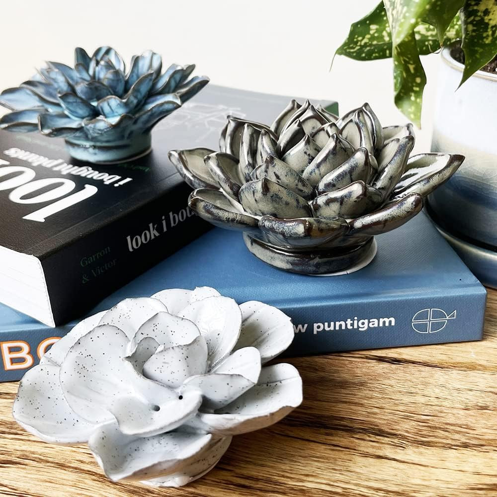 Charming Coral Artificial Plant Set of 3 – Decorative Ceramic Flowers