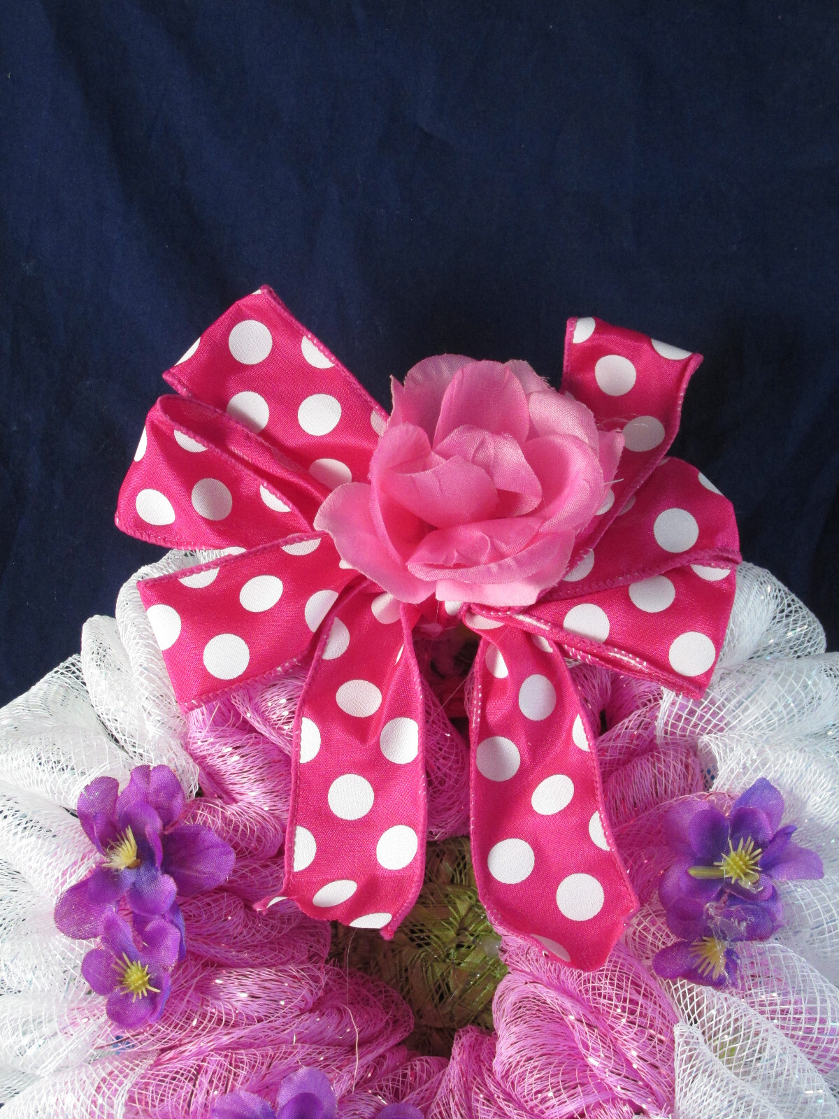 8 Inch Spring Flower Deco Mesh Wreath