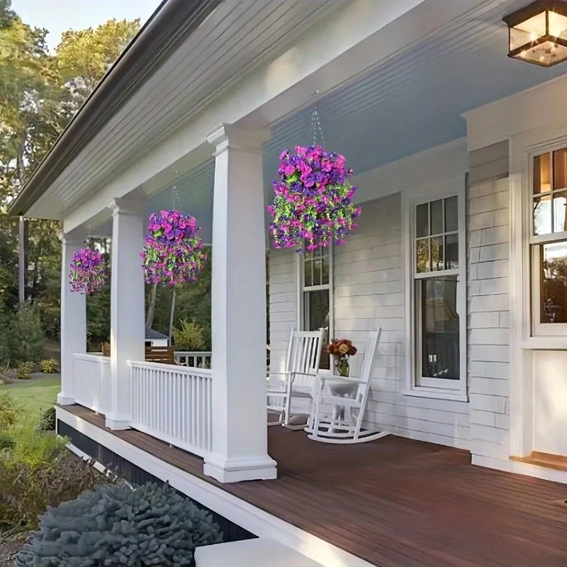 Artificial Morning Glory Vines UV Resistant Hanging Flowers Outdoor Decor