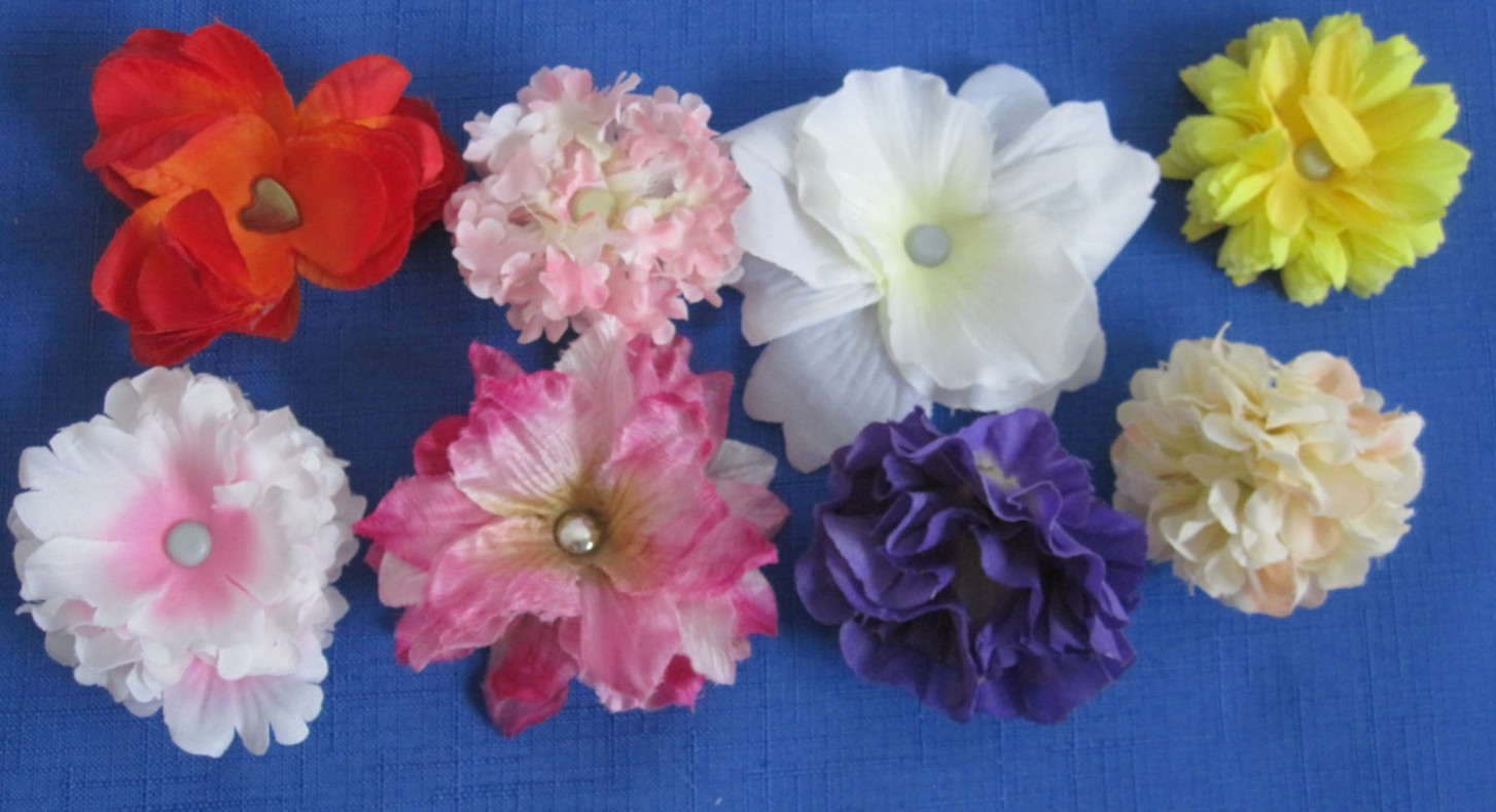 #6 Lot-49 Small/Medium Layers Used Silk Flower Petals 1-3″ Brads Multiple Colors