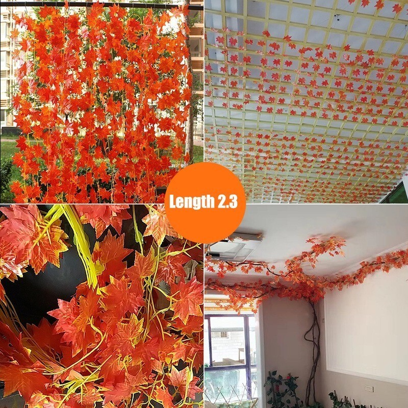 240CM Artificial Silk Maple Leaf Garland Maple Leaves Vine Hanging Thanksgiving