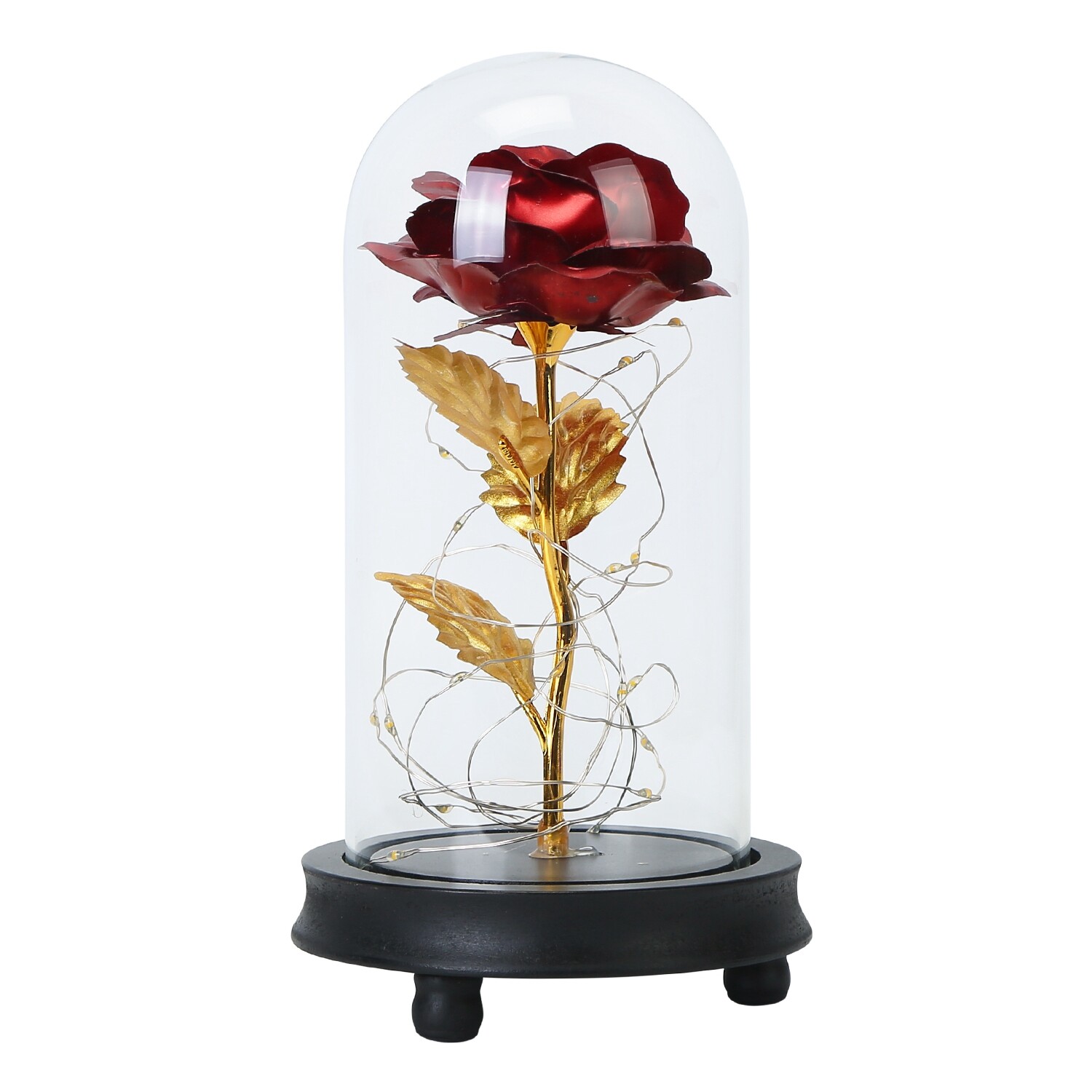 Gold Foil Rose Flower 20 LED Glass Lamp String Night Light Wedding Party Decor