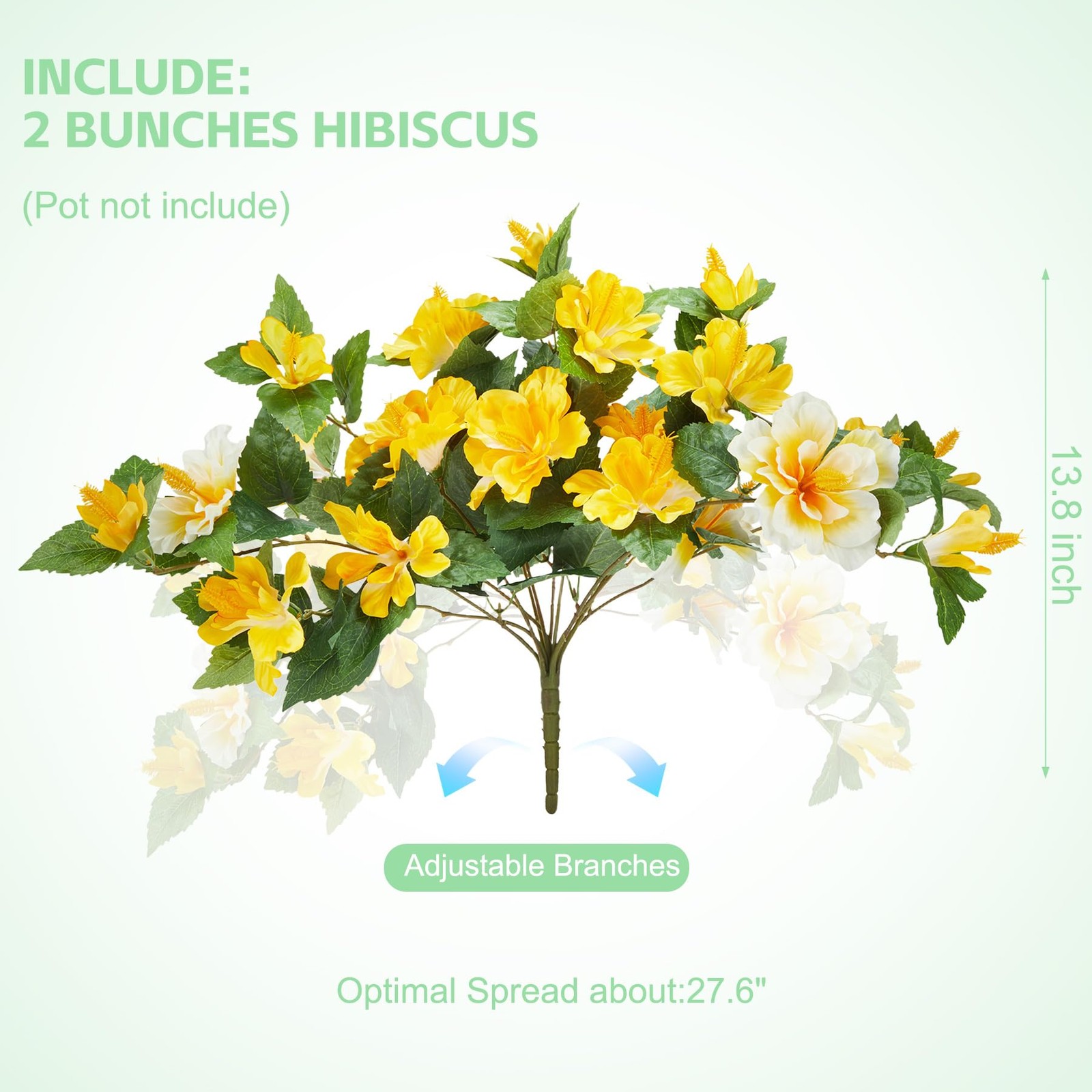 Artificial Flowers for Outdoors Indoors,2 Bunches Fake Hibiscus with Realisti…