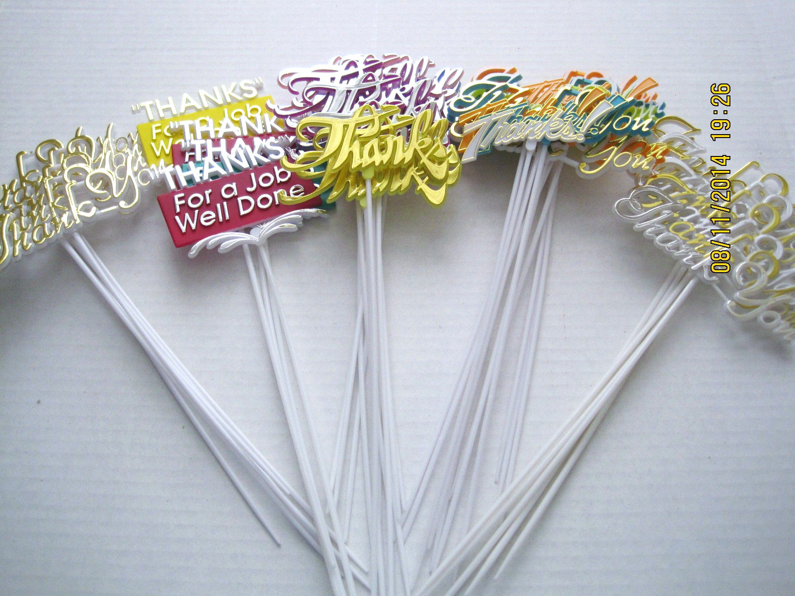 Floral Picks THANKS, THANK YOU, THANKS FOR A JOB WELL DONE, 3, 6 or 12/Pk NEW!