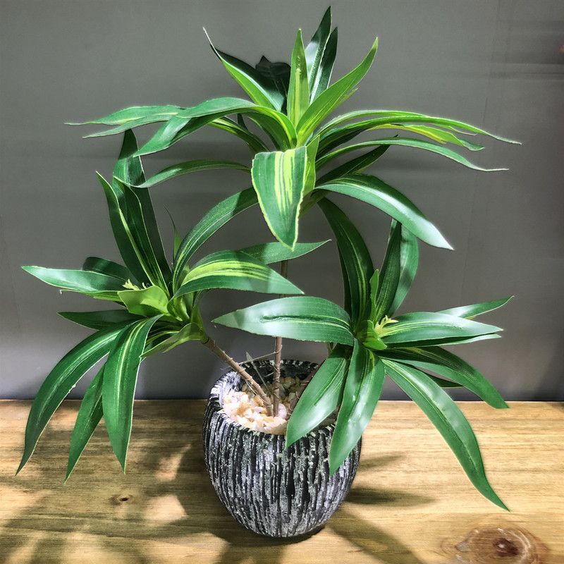 35cm 3Fork Artificial Leaf Plant Desktop Office Home Garden Plants Decor