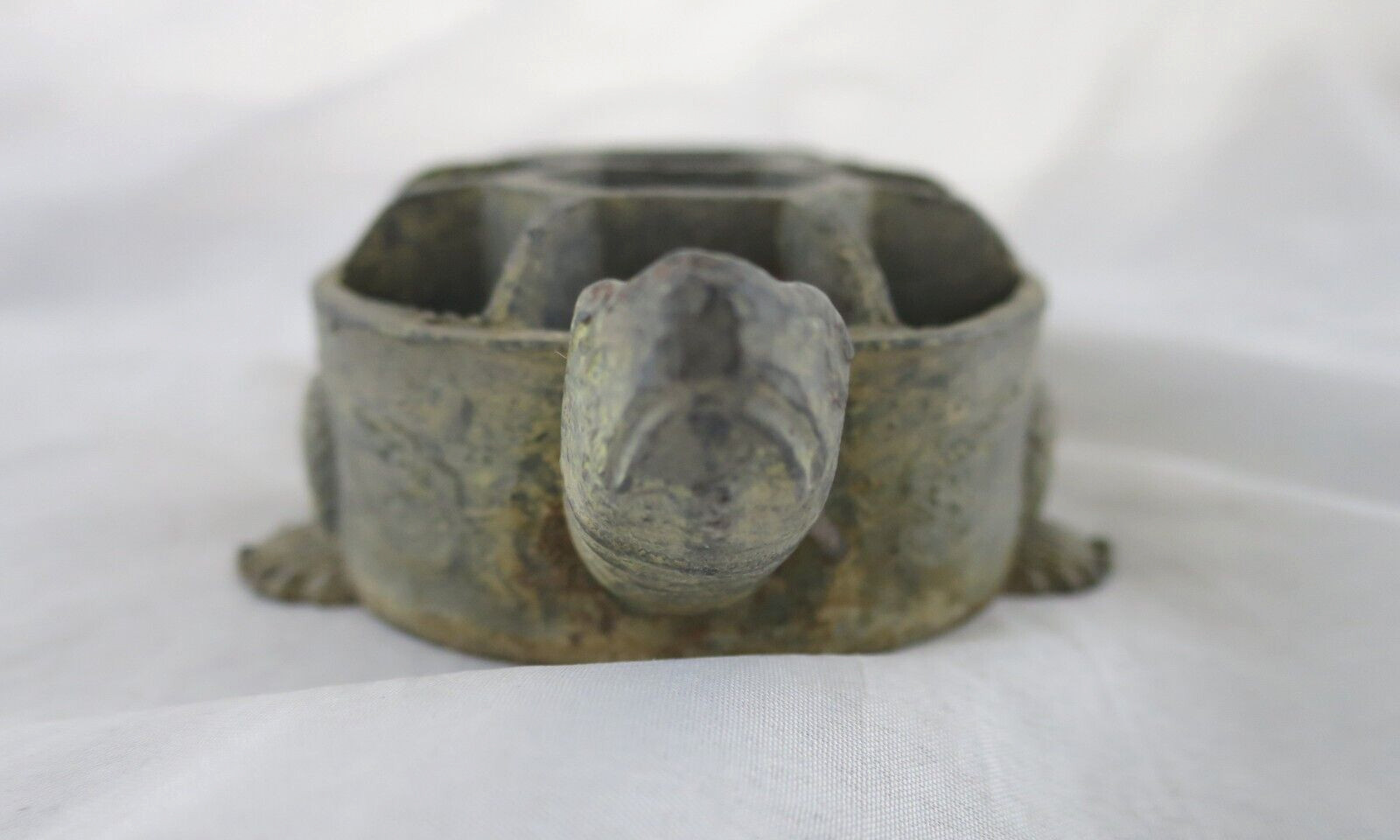 Vintage Metal Japanese Floral Frogs Turtle Shape Flower Arrangement Lot Of 2