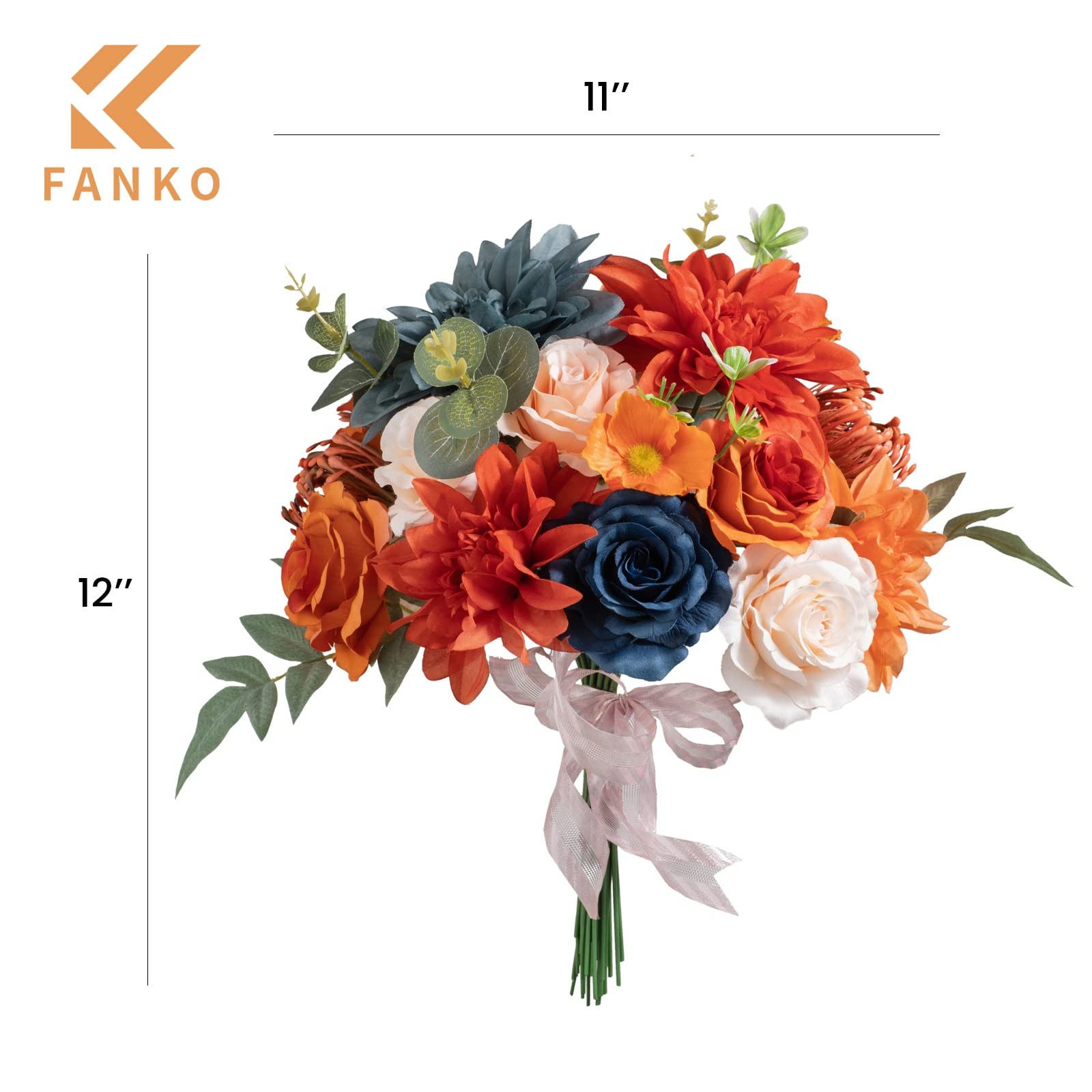 Artificial Flowers for DIY Bouquet, Faux Flowers Combo Orange Navy Blush Gray…