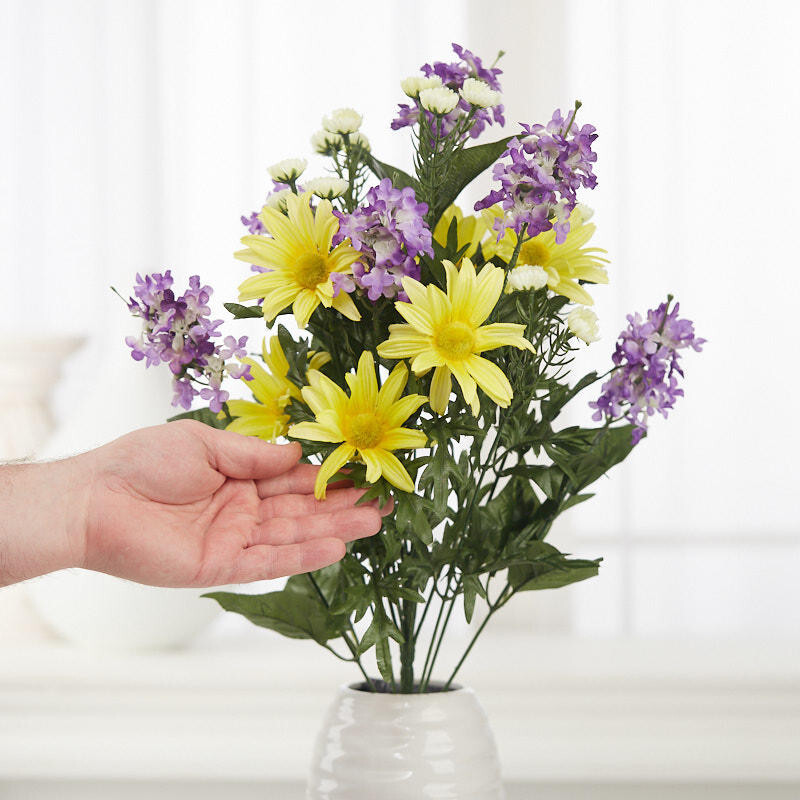 Factory Direct Craft Yellow Artificial Daisy and Lilac Bush | 1 Piece