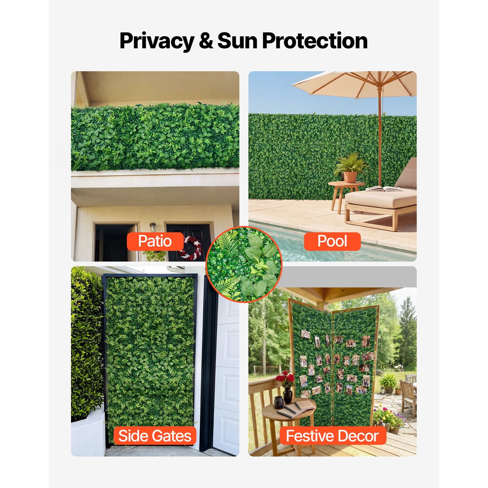 Uimoso Artificial Greenery Wall Panels 4PCS 2 x 8 ft Boxwood Screen for Patio