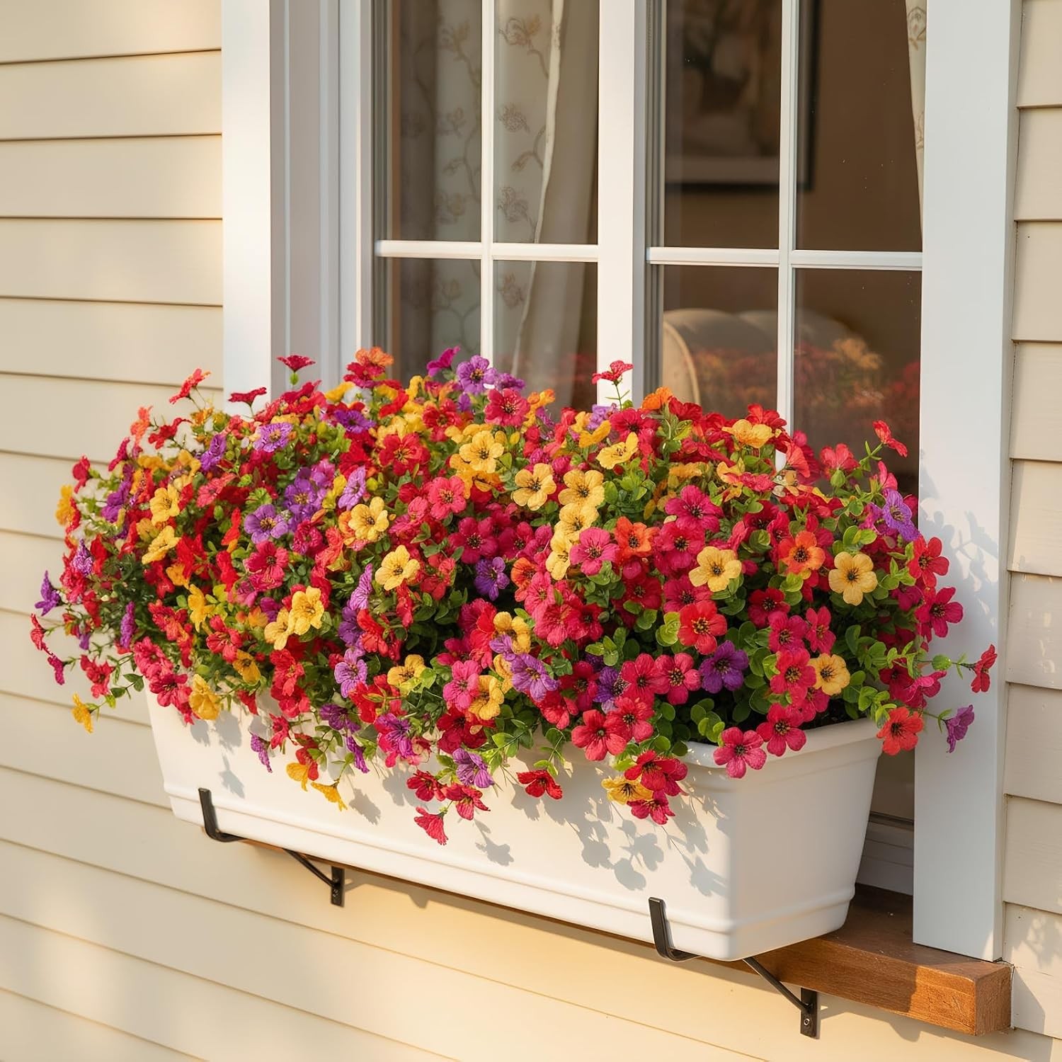 Artificial Outdoor Flowers UV Resistant Fake Plants Greenery 12 Bundles Faux