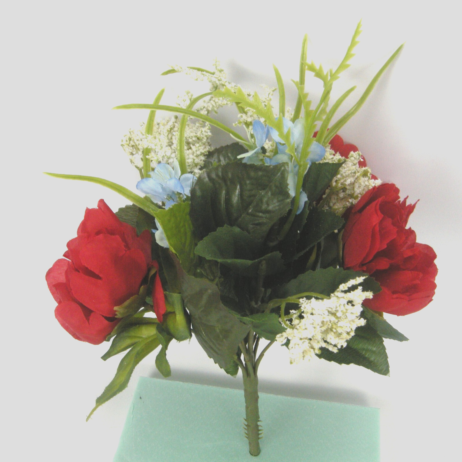 Silk Flower Lot of 17 Bushes 12″ Patriotic Red White Blue Florist Quality
