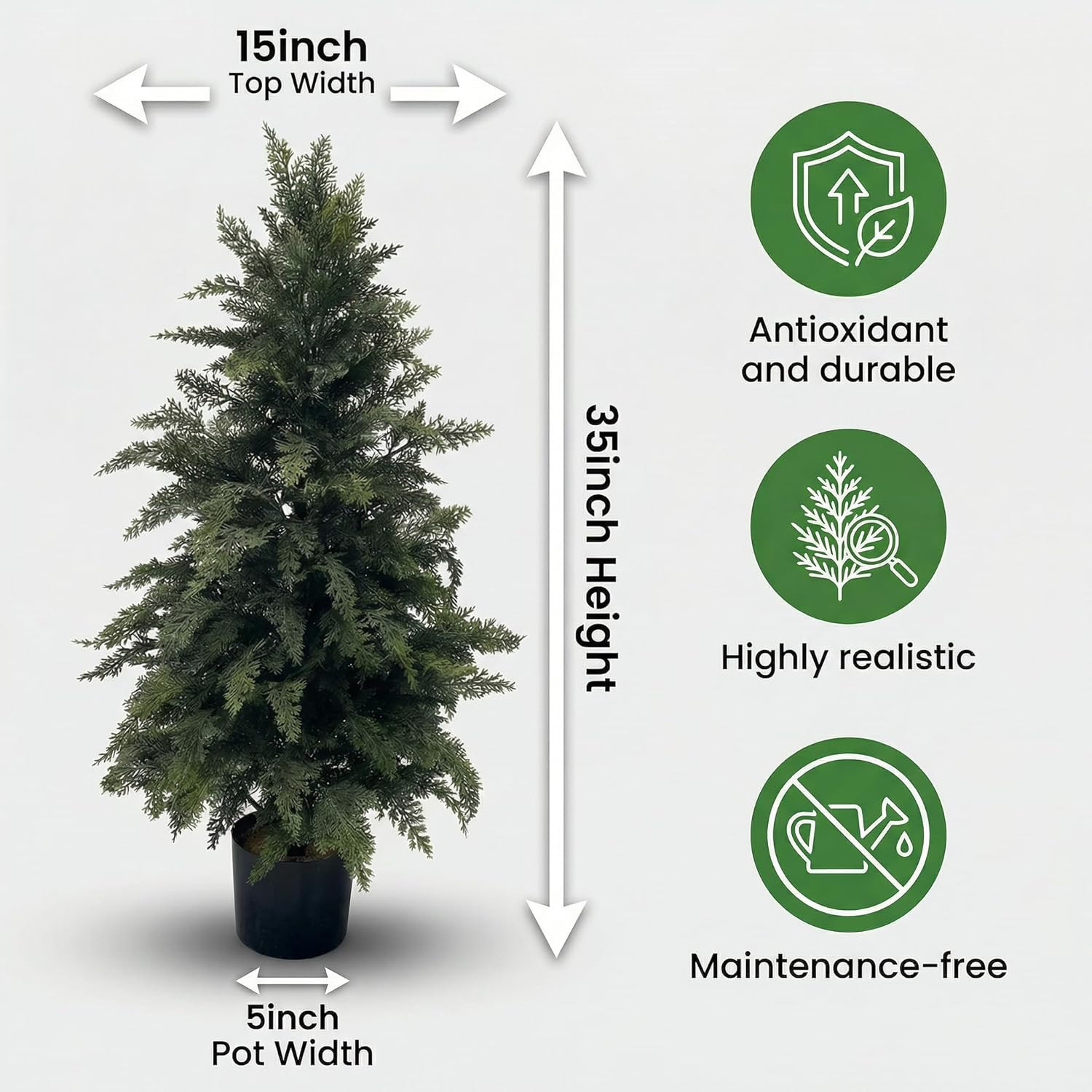3FT Artificial Cypress Cedar Tree 2 Pack – UV Protected Potted Plants