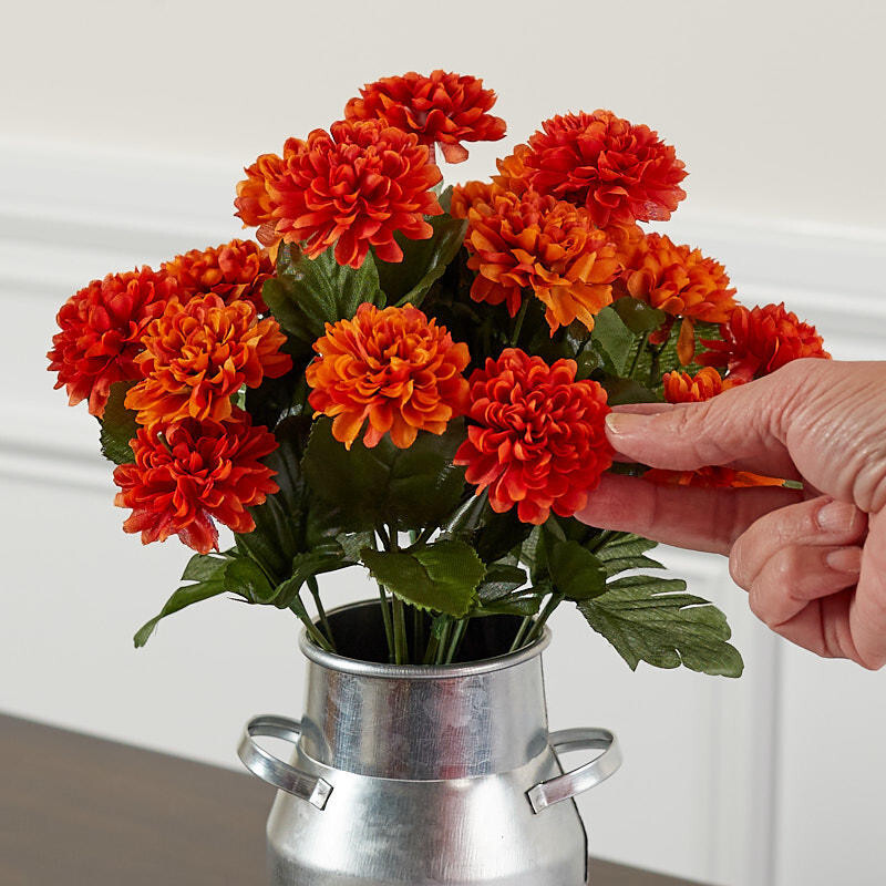Richly Colored Orange Artificial Fall Mum 14″ Floral Bush for Display
