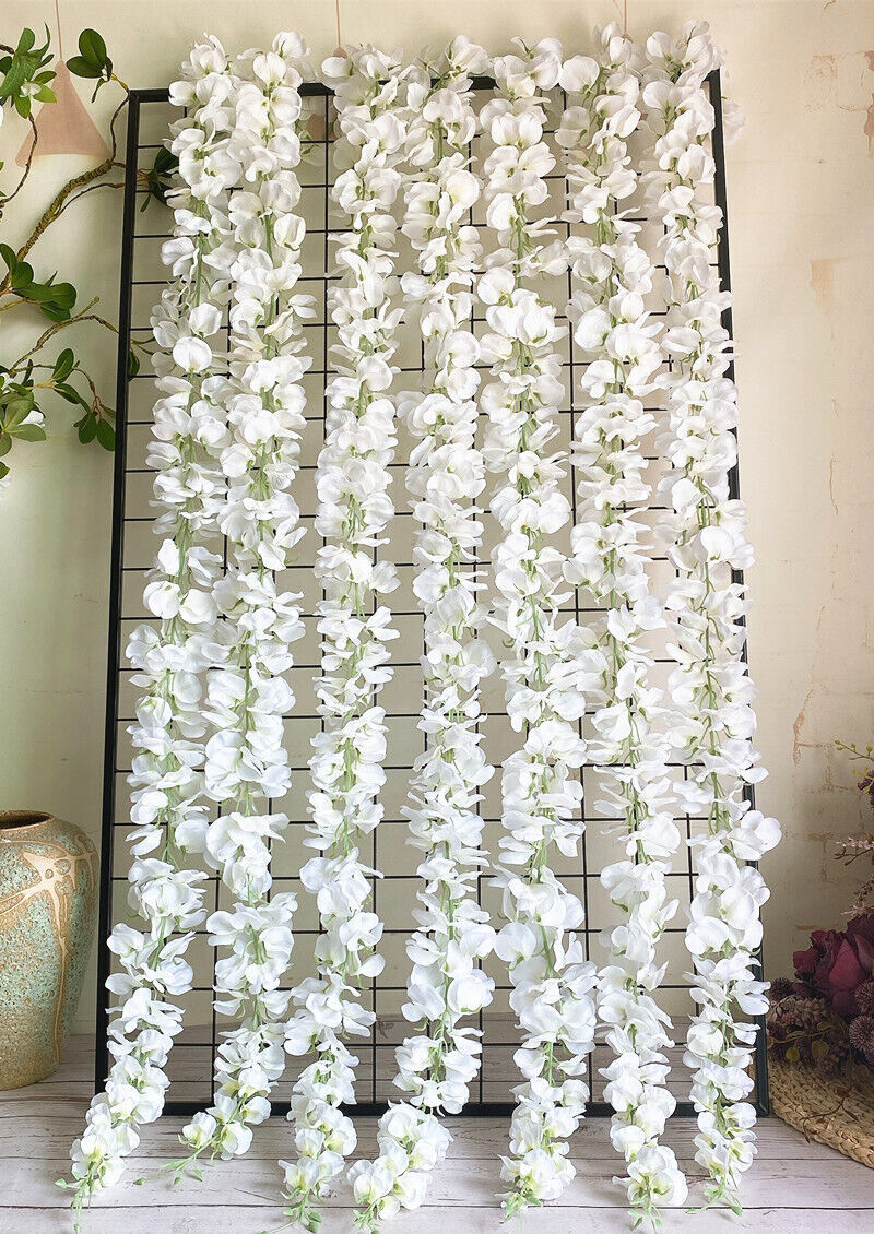 2M Artificial Silk Fake Flower Ivy Garland Vine Wedding Wisteria Leaf Hanging