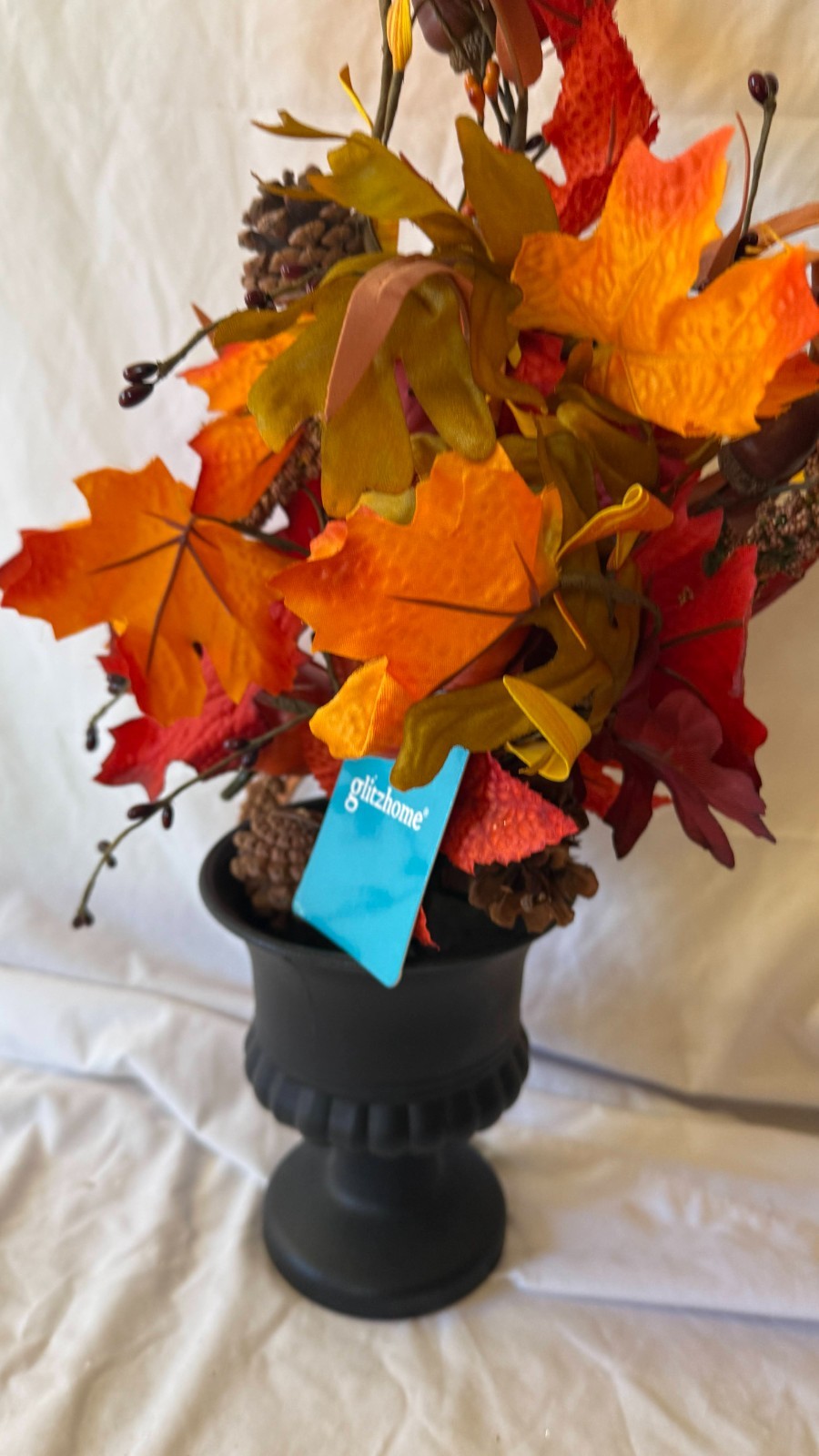 New Glitzhome 24″H Fall Maple Leaf Urn Table Tree