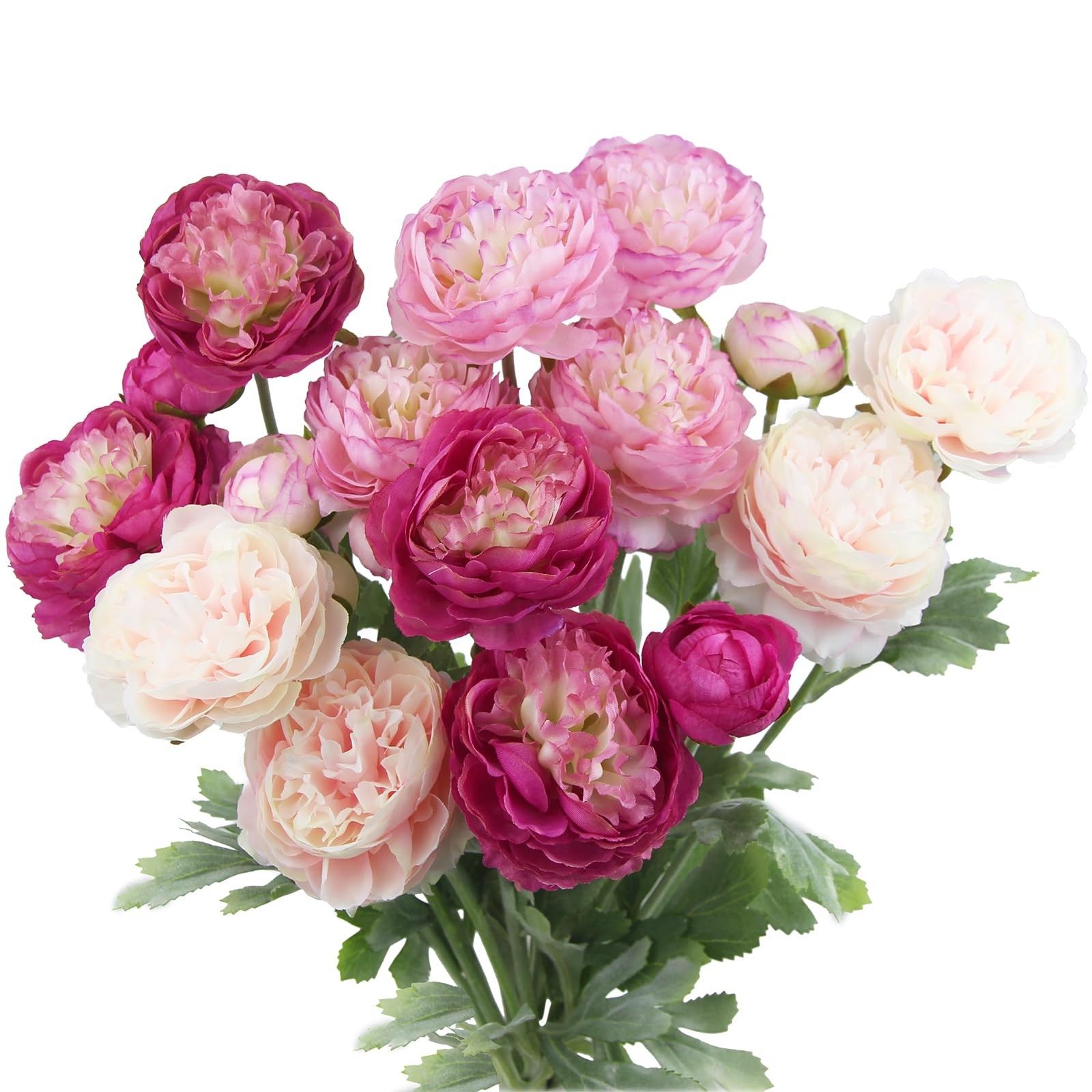 6 Pcs Artificial Flowers Silk Peony Rose Single Stem Artificial Ranunculus Fl…