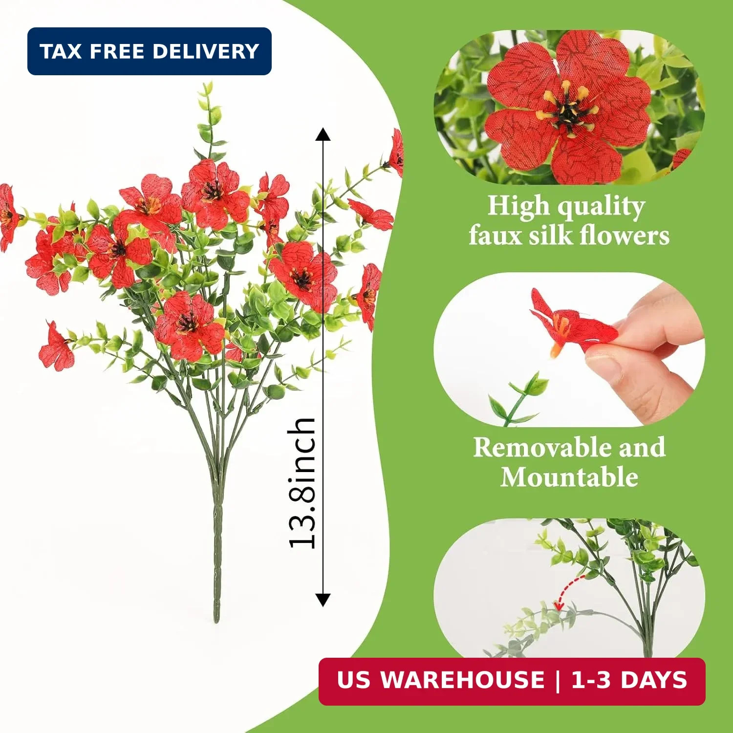 SAEUYVB 32 Bundles Artificial Flowers for Outdoors,All Weather Fake Flowers | 4
