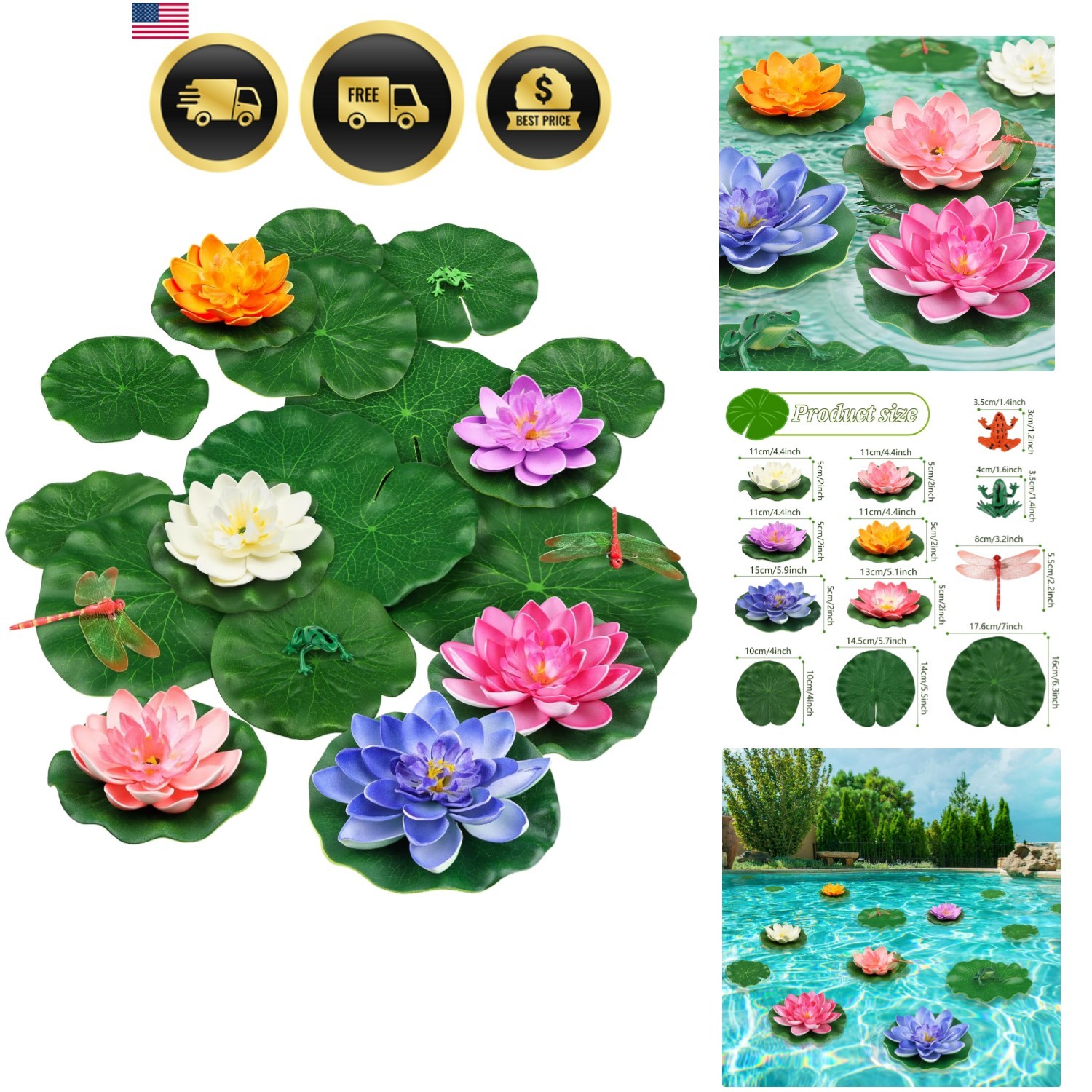 Artificial Floating Foam Lotus Flowers Pond Decor for Pool Lake Water Garden