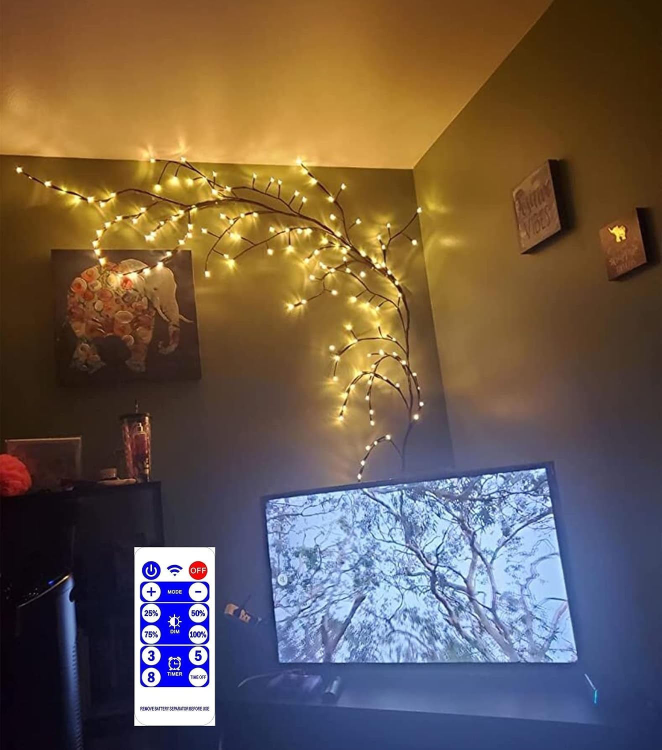 1PC Vines for Home Decor with Remote Control On/Off Timmer Dim,7.5Ft Christmas