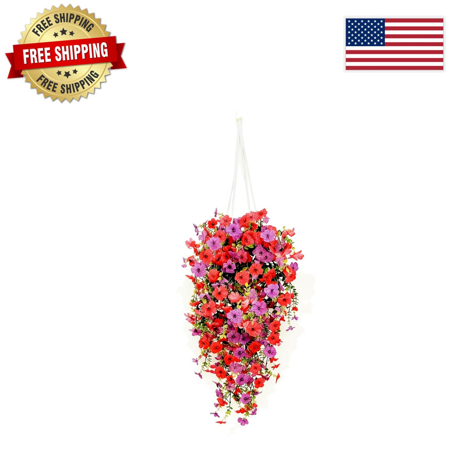 Colorful Silk Fake Flowers with Planter – Easy Installation & Maintenance-Free