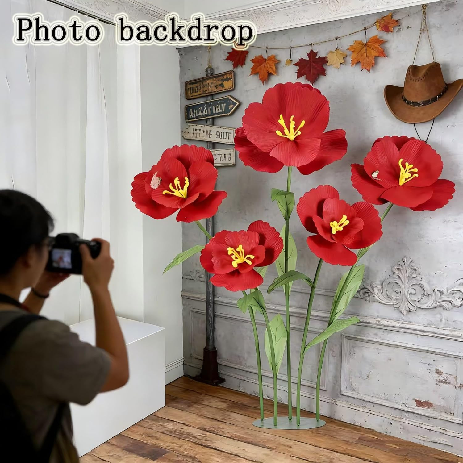 Giant Felt Flowers Set – 5PCS 5.9 Ft Decor for Home, Weddings, Parties