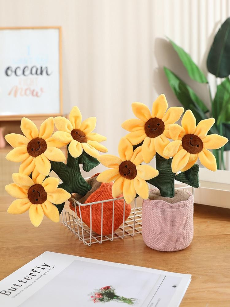 Sunflower Plush Doll Bouquet 32cm Simulation Flower Home Car Decor