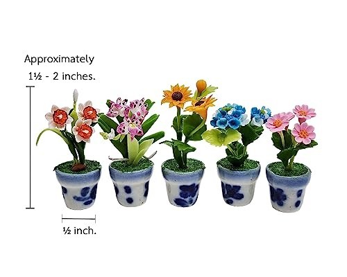 Miniature 1½” Artificial Flowers Set – Sunflower, Orchid, Hydrangea, Zinnia – Co