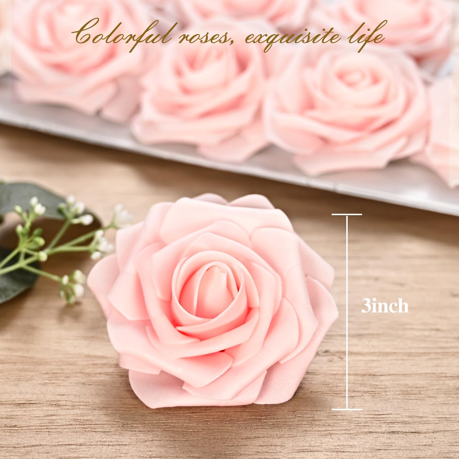 16Pcs Foam Pink Roses with Stems for DIY Bouquets, Weddings & Party Decor