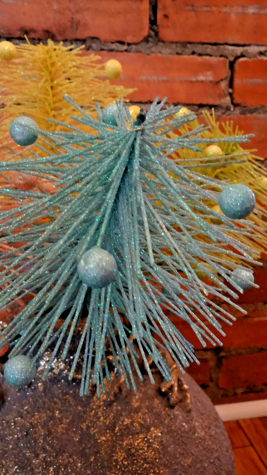 Set of 5 Pastel Bristle Brush Floral Picks 19” Iridescent Glitter Spring Decor