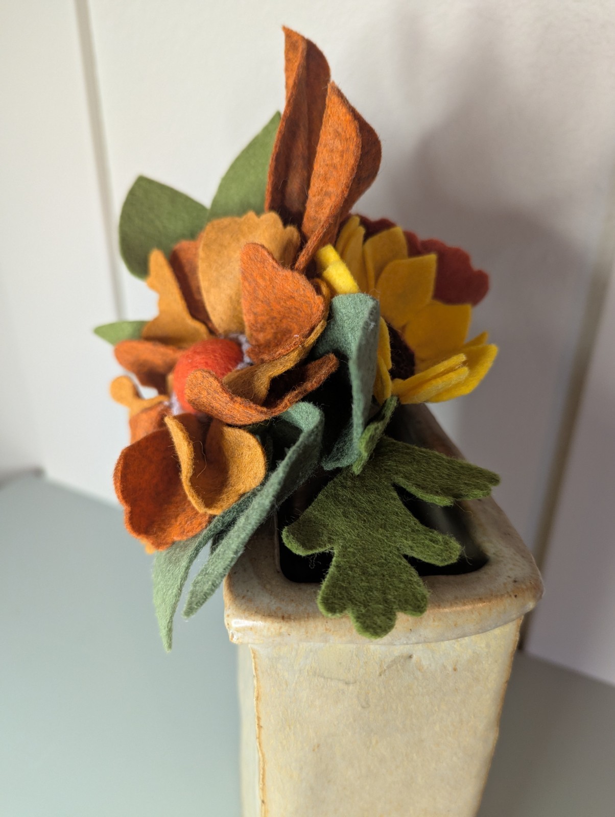 Beautiful Hand Cut Wool Blend Felt Flower Bouquet Gift Wrapped/Great Gift Idea!