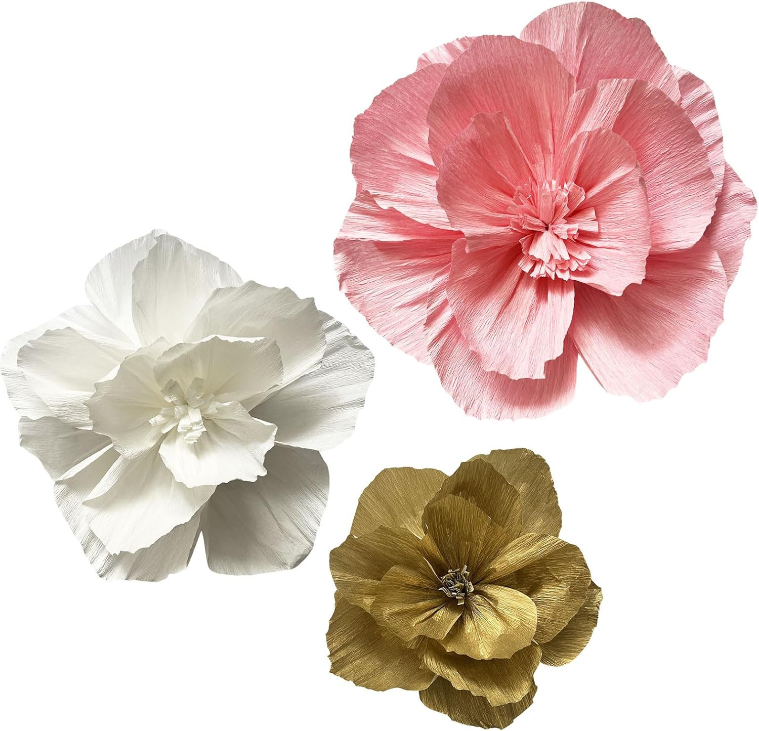 Crepe Paper Flowers Decoration for Wall Total 9 Pcs, Artificial Flowers Backdrop