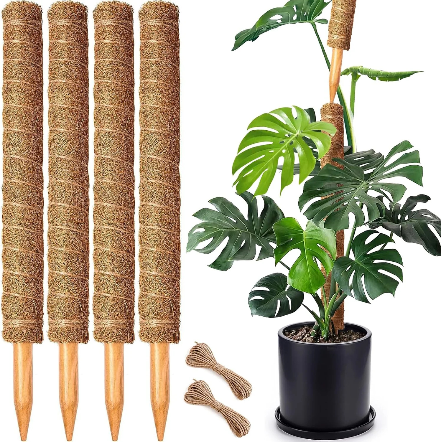 4 Pack 22 Inch Moss Poles, Stackable Moss Pole for Plants Monstera, 70 Inch Tall