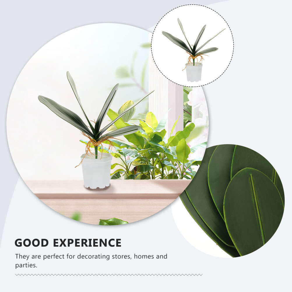 2PCS Artificial Plants Orchid Fake Flowers White Simulation Leaves Home Decor
