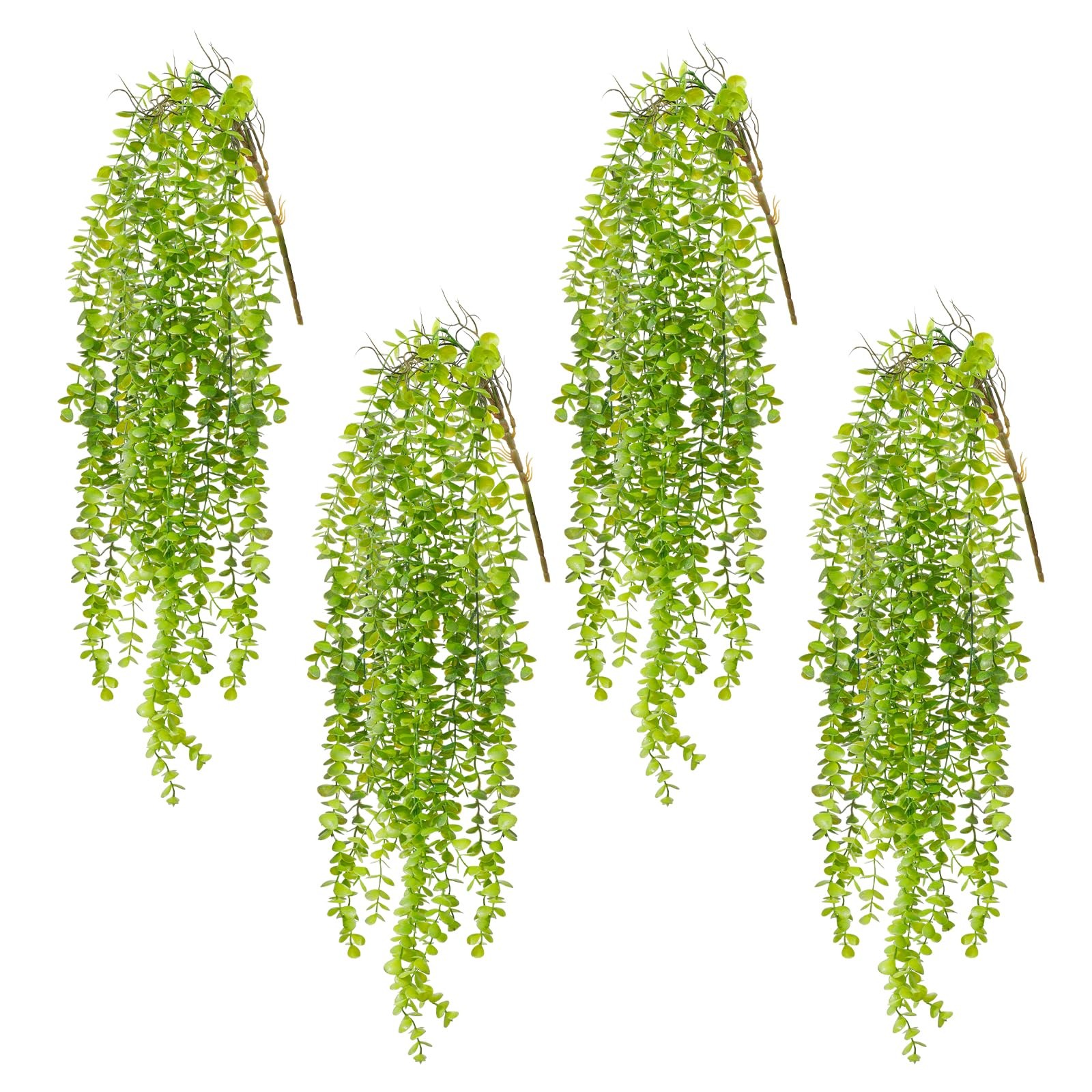 4 Pack Fake Hanging Plants, 38″ Artificial Hanging Eucalyptus Plants Greenery…