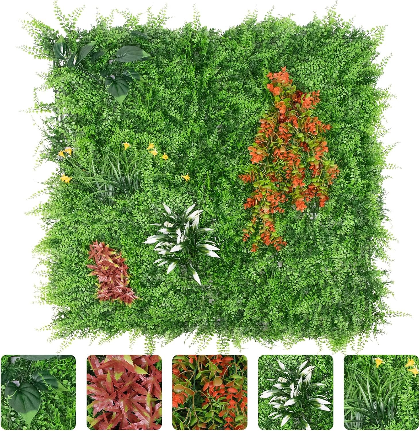 3PC 40×40″ Faux Greenery In/Outdoor UV Resistant Privacy Fence Screen Wall Panel