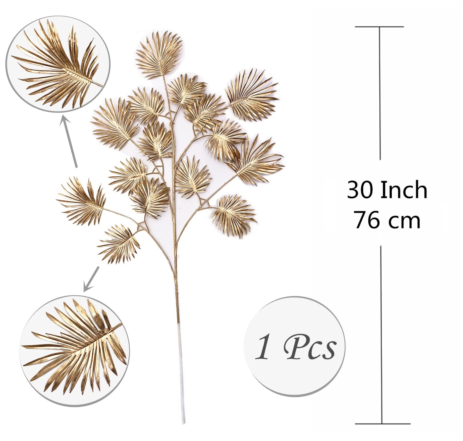 2 Pack Christmas Decor Artificial Gold Plants 30 Inch Faux Palm Leaves Vase