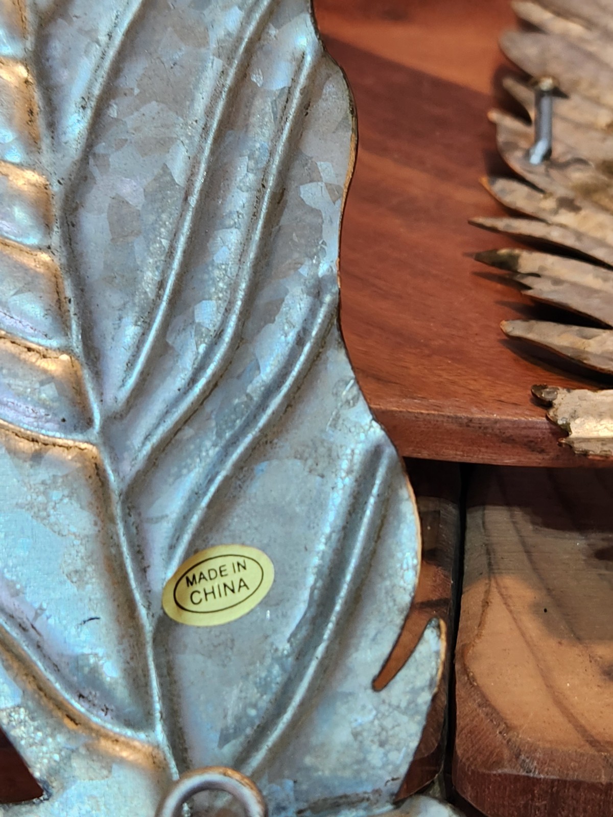 3 stamped steel LEAVES 27″ 15″ 14″ Wall Art NEW-Vintage STOCK-STEAMPUNK ART