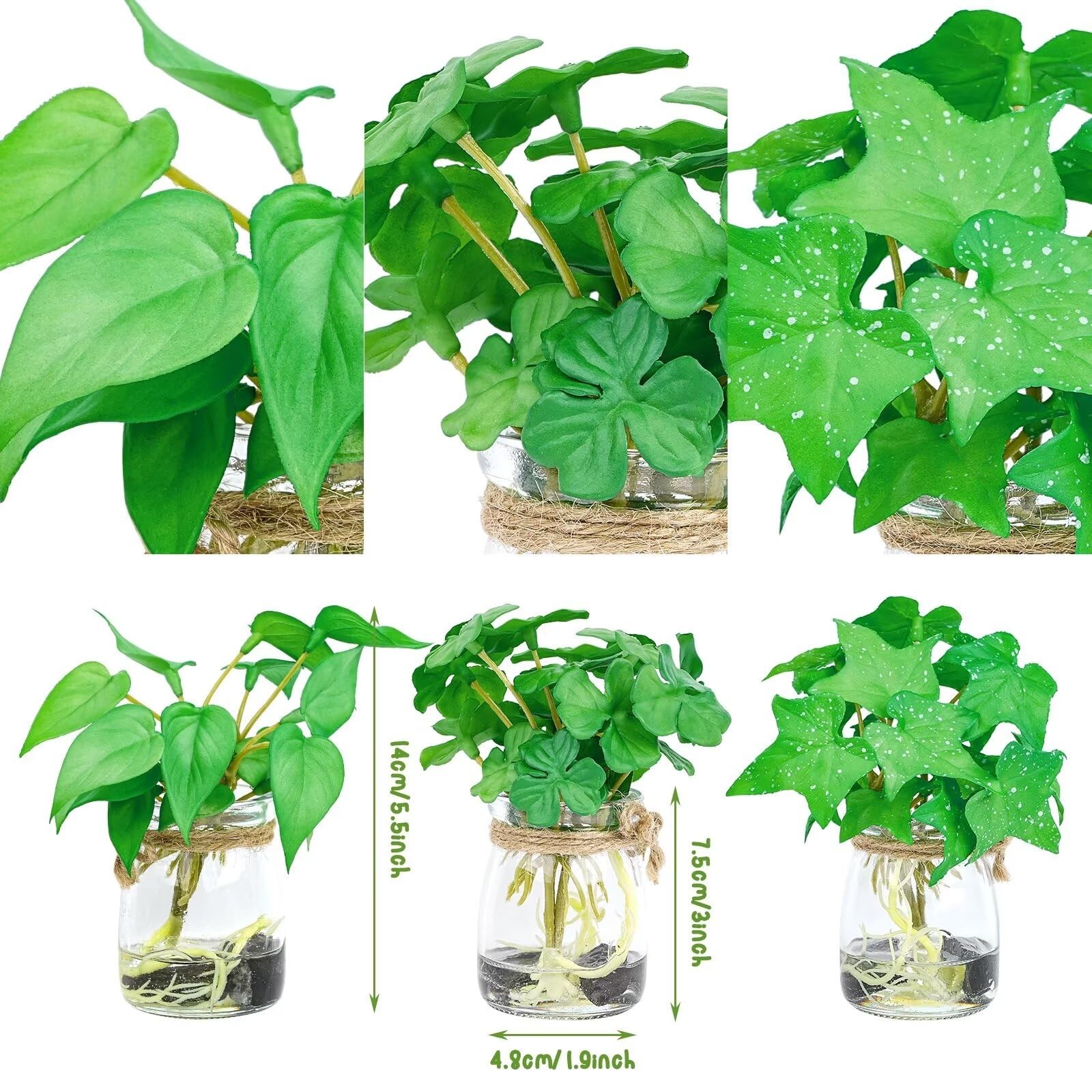 3 Pack Small Potted Plants with Faux Water, Real Touch Leaves Fake Plants in …