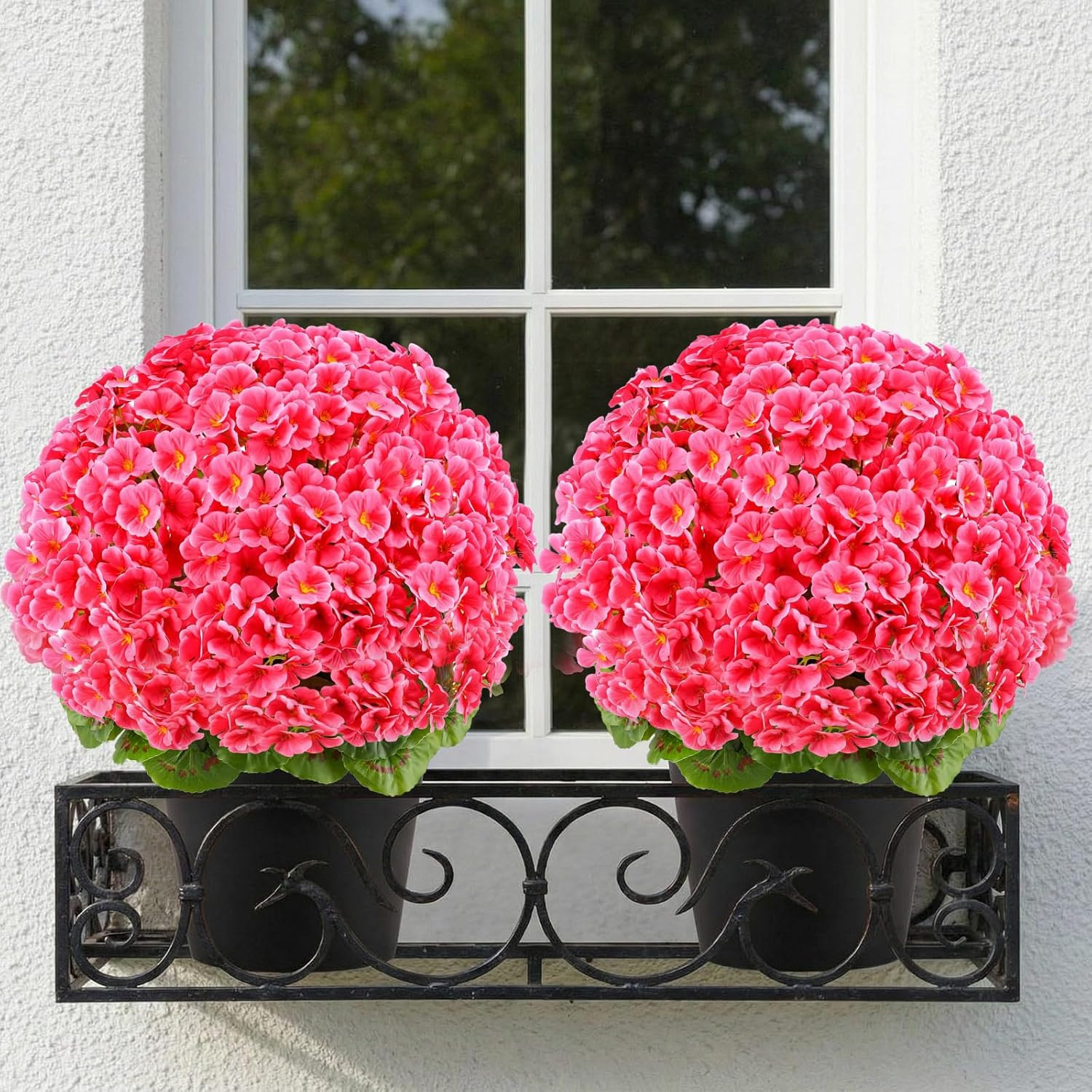 2 Pack 20″ Pink Artificial Geraniums for Outdoor & Indoor Decor