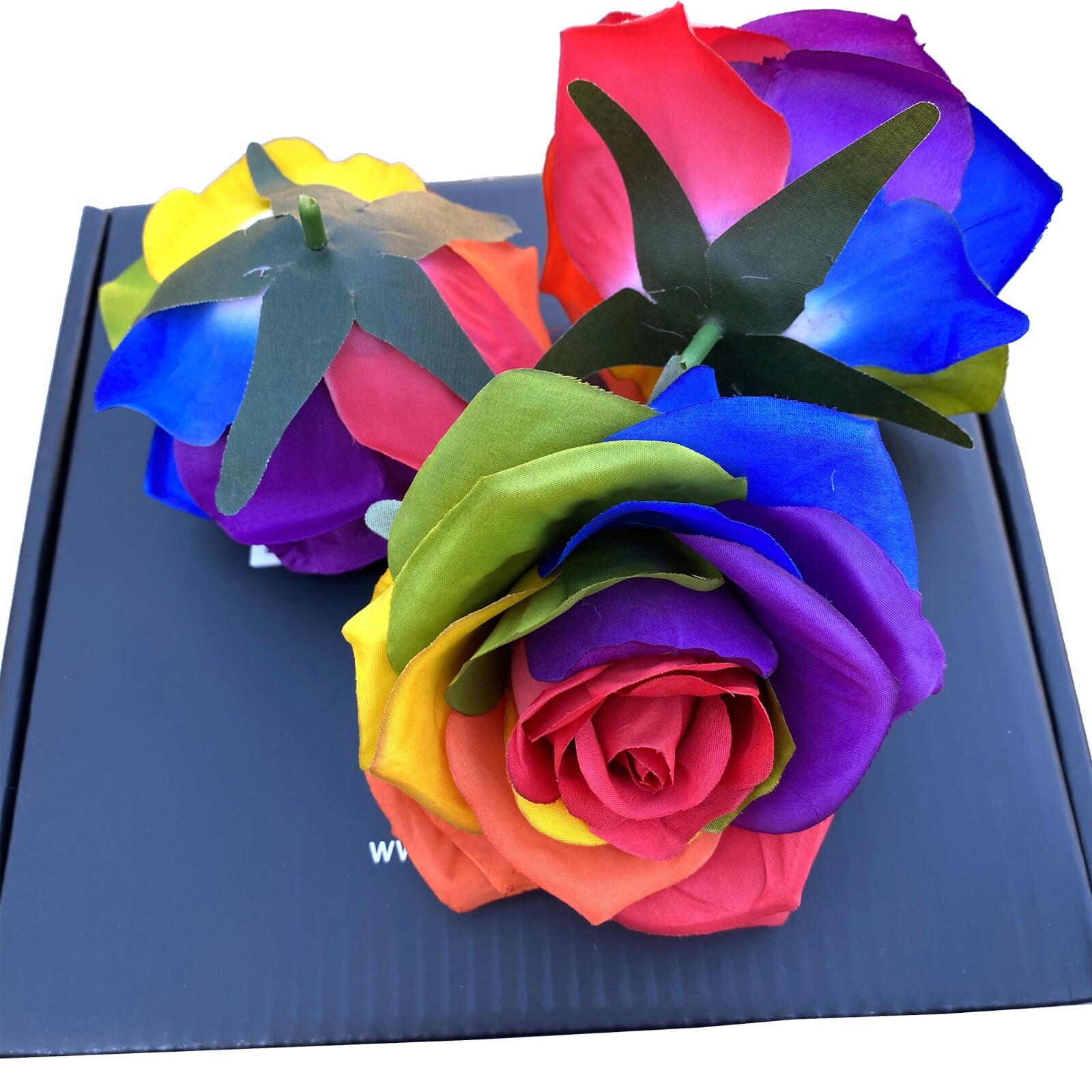 18pcs Artificial Silk Rose Flower Head Rainbow Rose Flowers DIY Floral Arrangmet