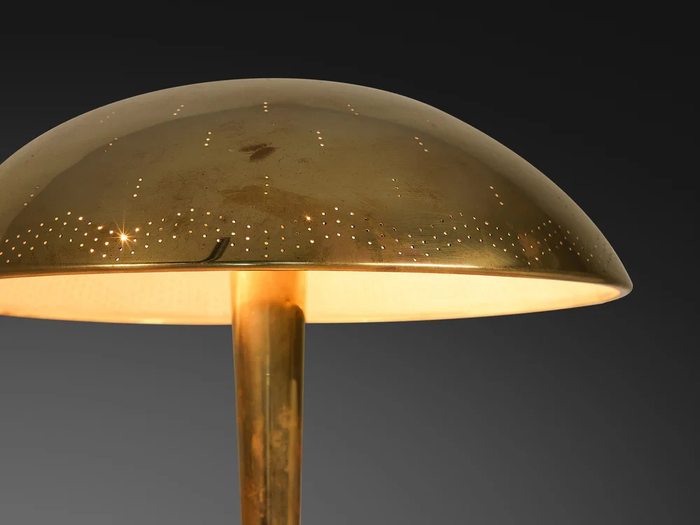 Brass Table Lamp – Mid Century Modern Perforated Dome Shade – Rare Colle
