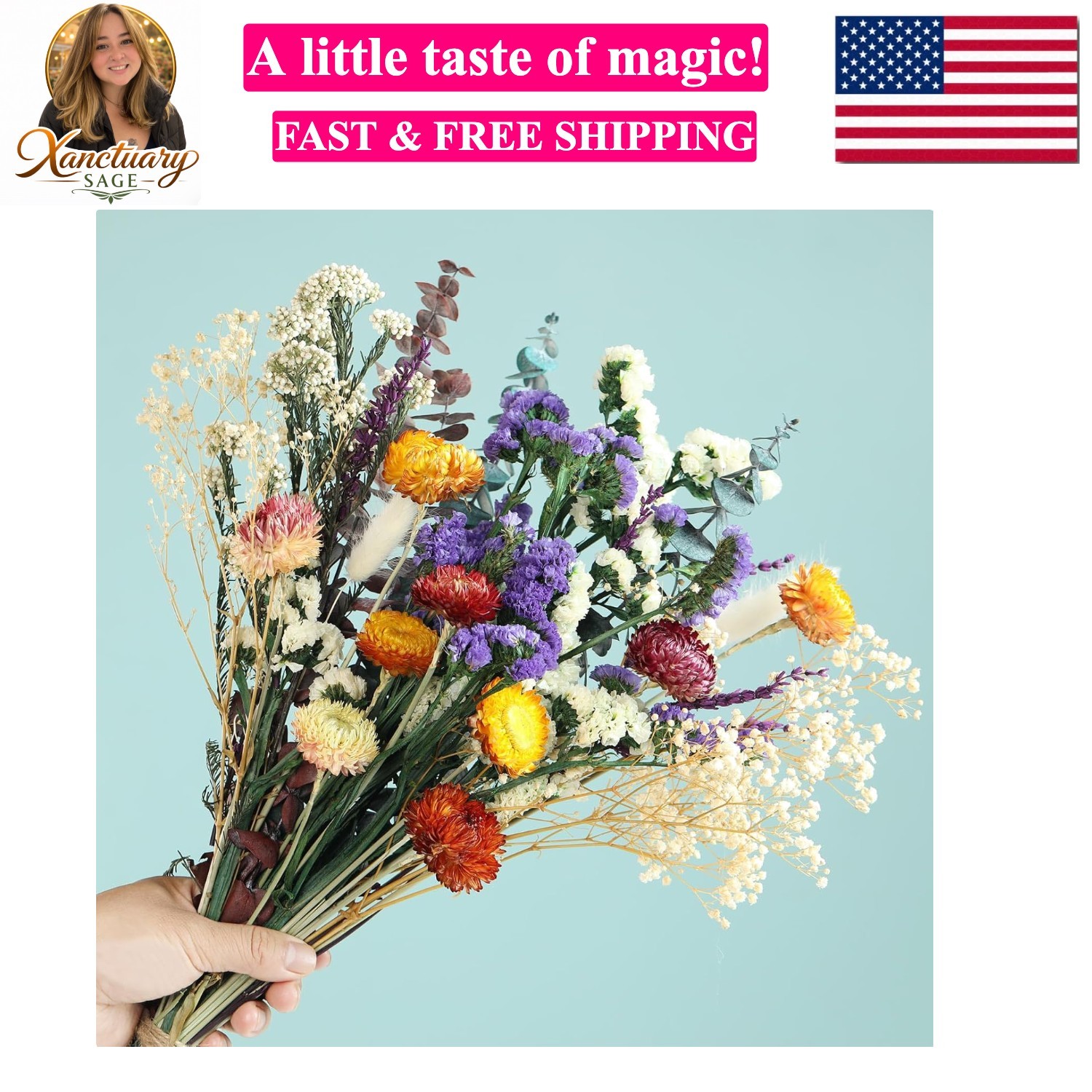 Natural Dried Flower Bouquet, 17″ DIY Floral Arrangements with Eucalyptus…