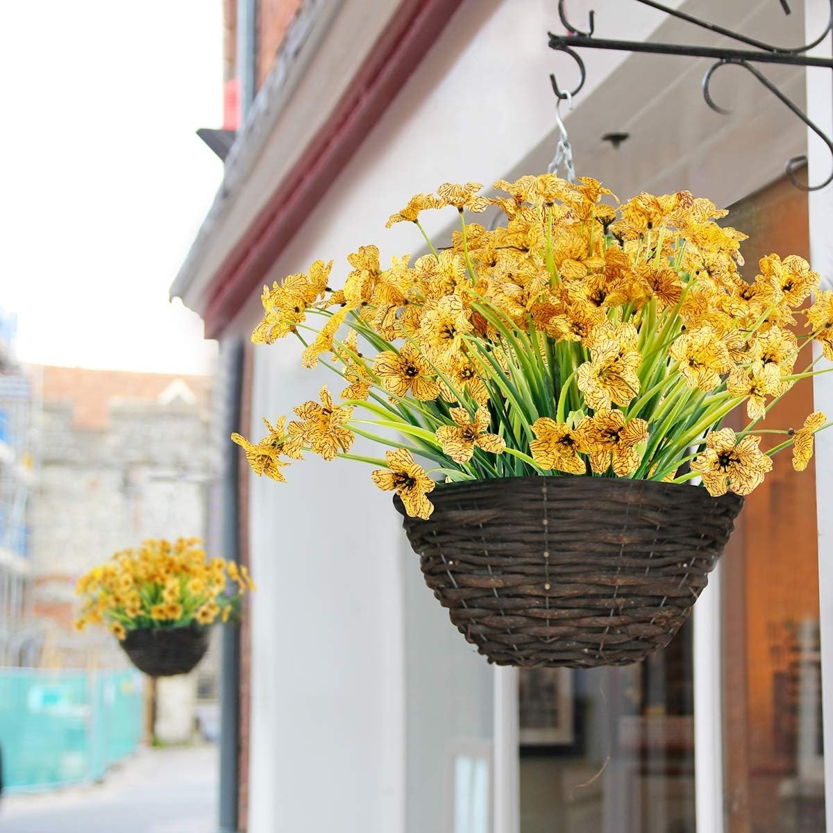 20 Bundles UV Resistant Yellow Artificial Flowers for -Round Home Decor