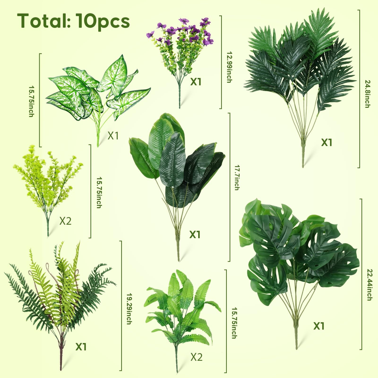 Artificial Greenery Plants Outdoor Faux Shrubs Ferns UV Resistant,Large Fake …