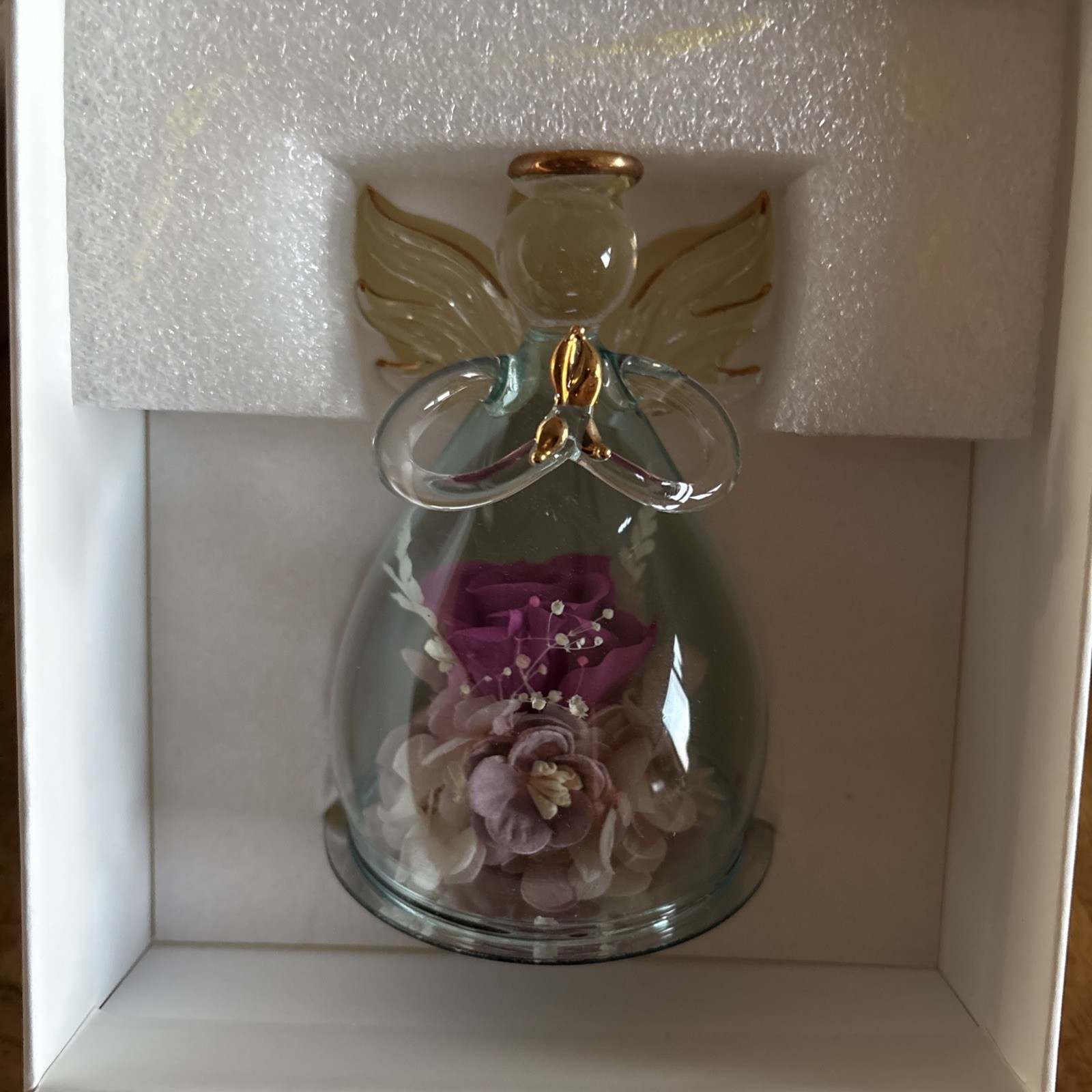 Beautiful Angel Pink Rose Figurine by ANLUNOB. The Only Eternal Rose.