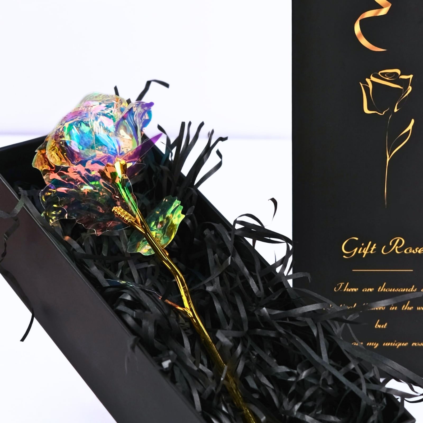Eternal Rose Gift Set for Women – Galaxy Rose Glass Flowers with Heart-Shaped…