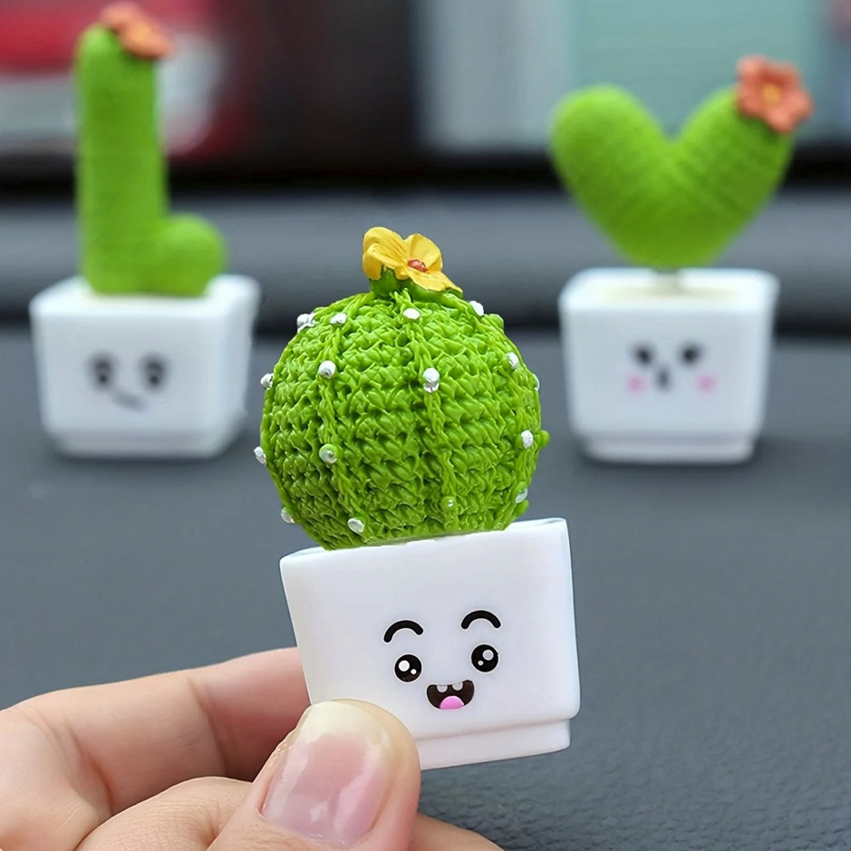 4pcs Mini Resin Succulent & Cactus Decoration Set Home Office Decor – NEW