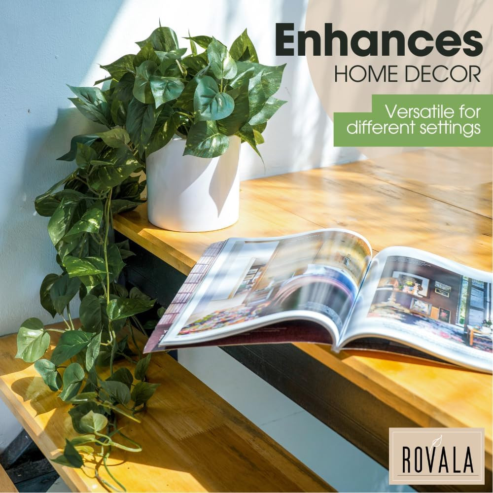ROVALA Silk Plants for Home Decor Indoor in Pot Realistic Artificial Plants Hang