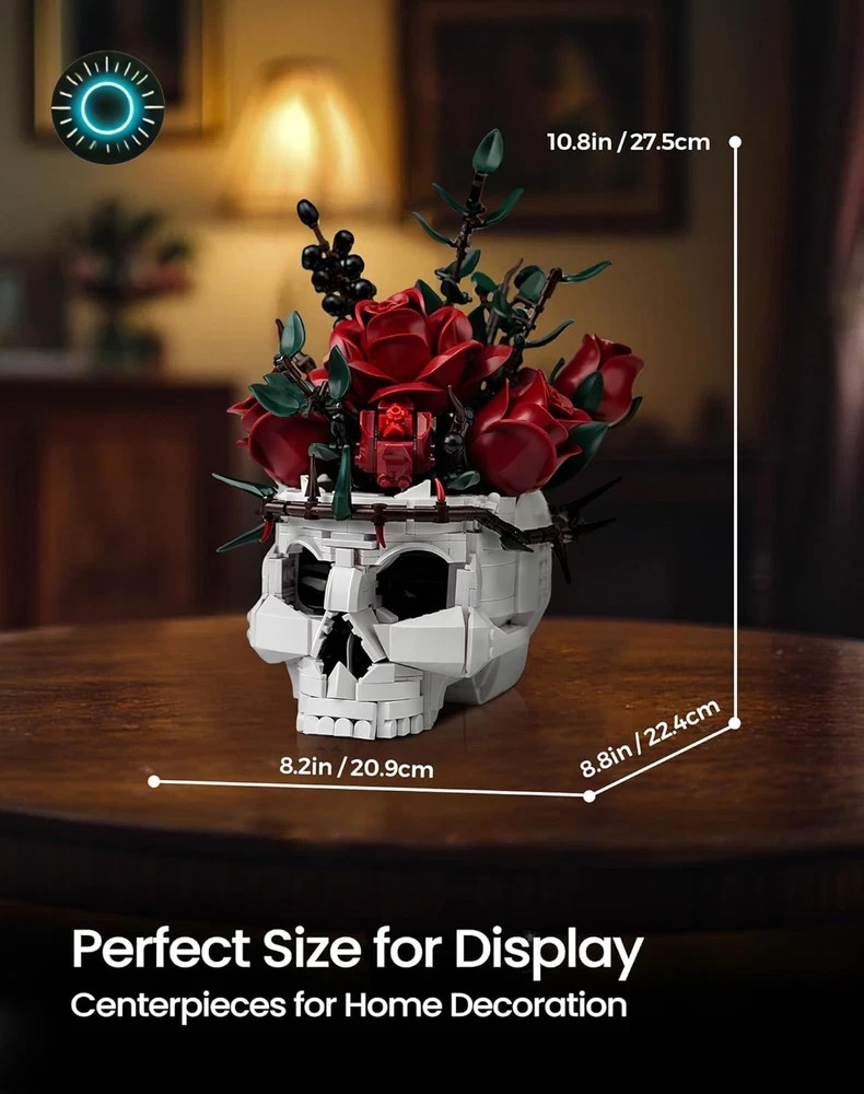 Skull Rose Bouquet Building Set Compatible with Lego Flowers for Adult – Hal…
