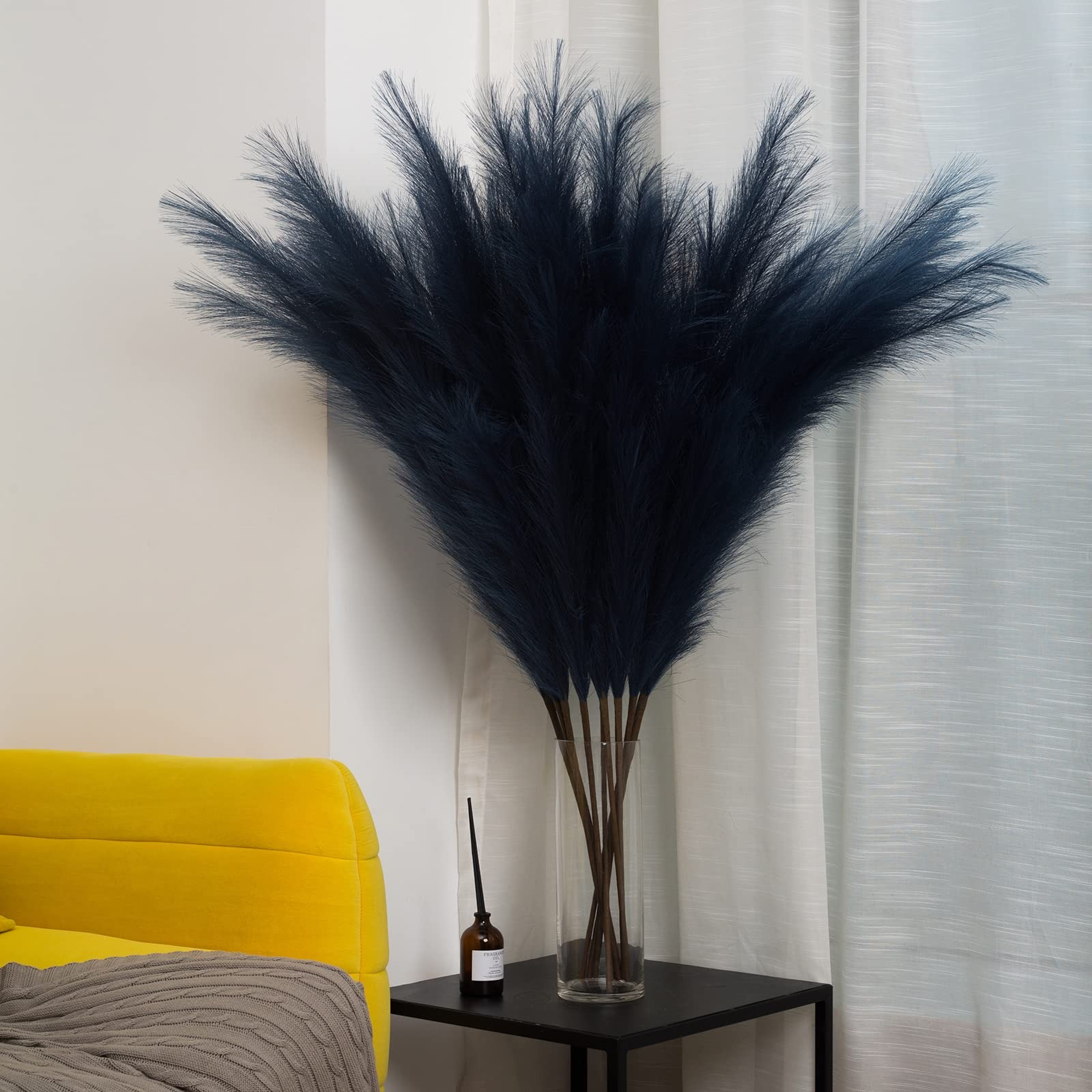 Faux Pampas Grass 6 Stems, Artificial Pampas Grass – 43 inch Total Extra Larg…